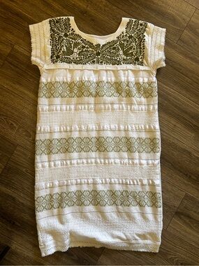 Embroidered Lace Cotton Dress Resort Beachy Size L/XL
